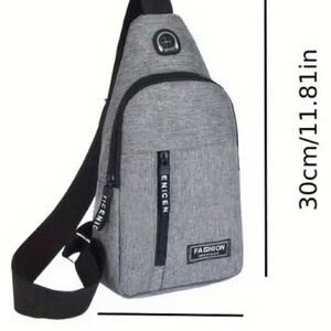 Grey Crossbody Shoulder Bag Adjustable Strap with Zipper pockets
